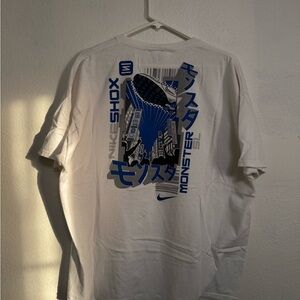 Nike White and Blue Short Sleeve Tee with Graphic Design